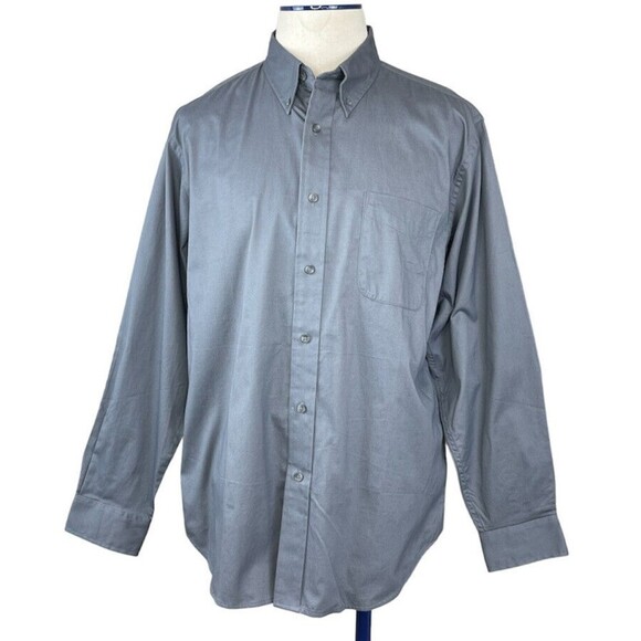 NWT CROFT & BARROW Mens Gray Button Down Long Sleeve Shirt Sz L - Picture 1 of 16